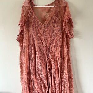 Torrid Lace Overlay Dress in Coral Pink